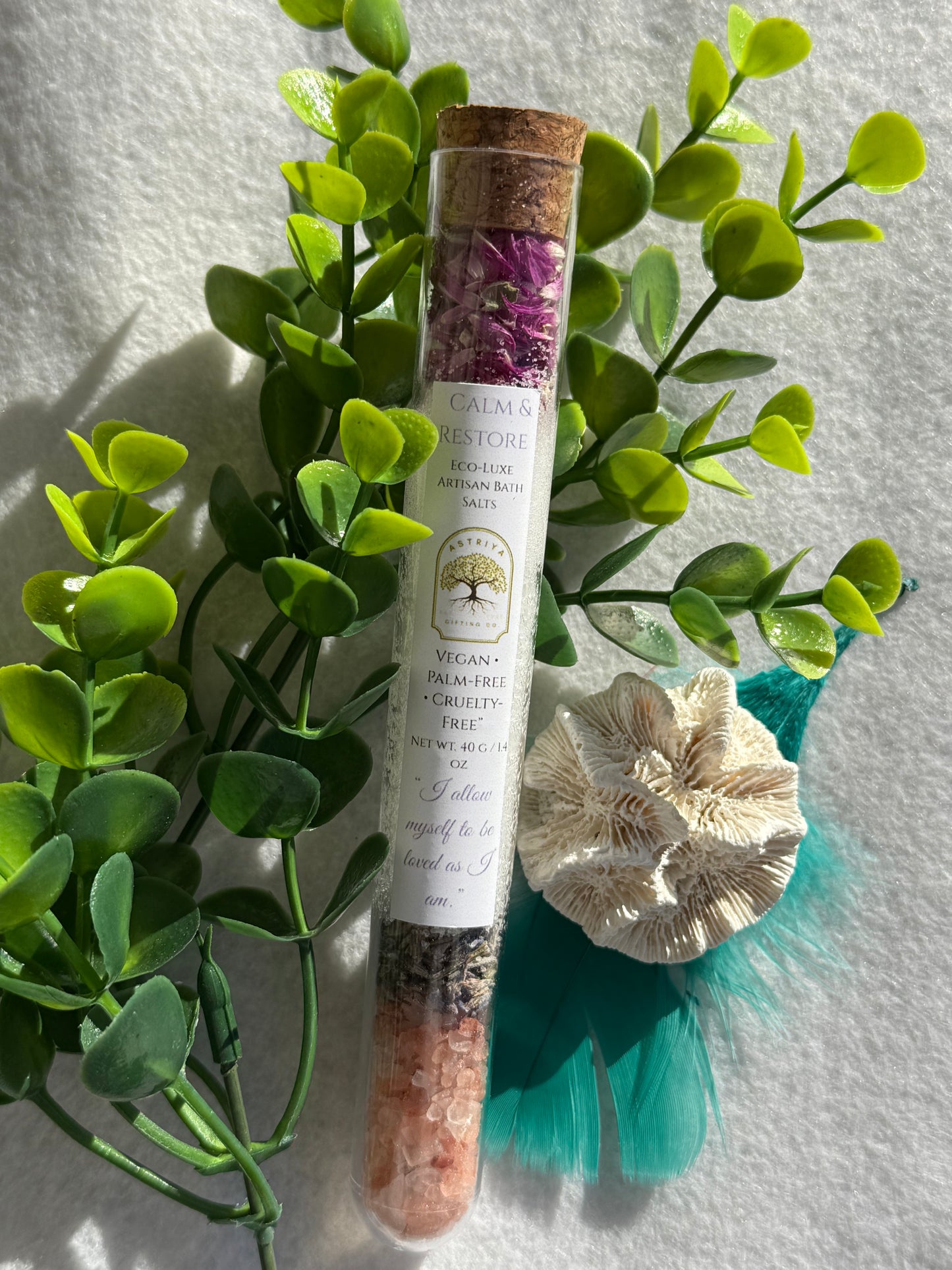 Calm & Restore Spa Gift Box | Eucalyptus Vanilla Soy Candle & Lavender Soap | Relaxation Gift Set