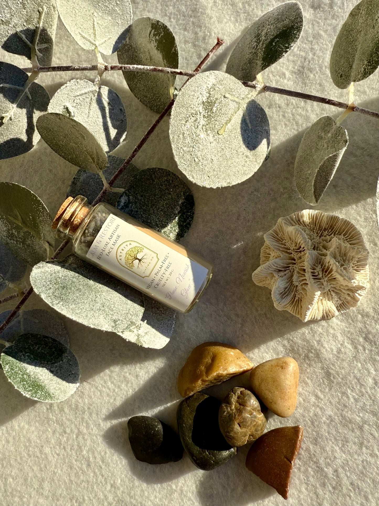 Calm & Restore Spa Gift Box | Eucalyptus Vanilla Soy Candle & Lavender Soap | Relaxation Gift Set