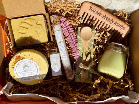 Citrus Aromatherapy Wellness Box | Eco-Luxe Spa Gift Set for Her | Uplifting Vegan Self-Care Kit