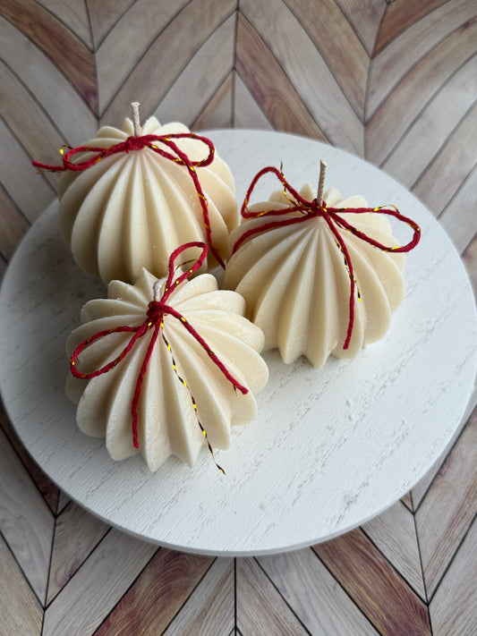 Christmas Candle Ornament Set | Palo Santo & Sandalwood Vanilla | Eco-Luxe Holiday Gift