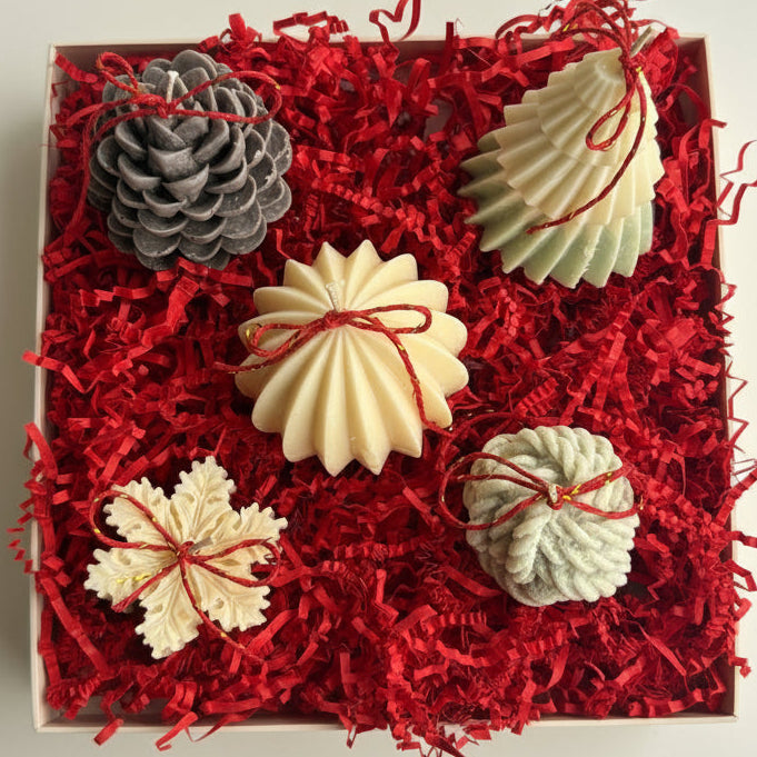 Christmas Candle Ornament Set | Palo Santo & Sandalwood Vanilla | Eco-Luxe Holiday Gift