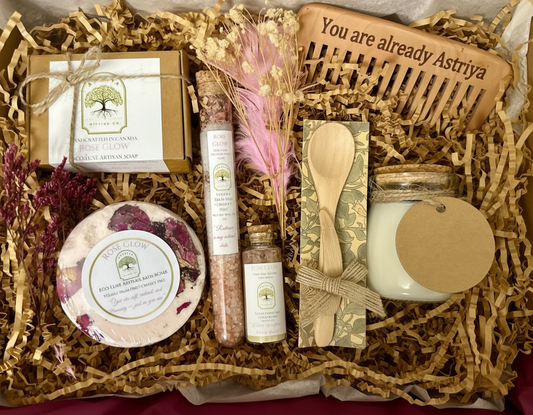 Rose Glow Wellness Box | Vegan Spa Gift Set with Candle, Soap, & Face Mask