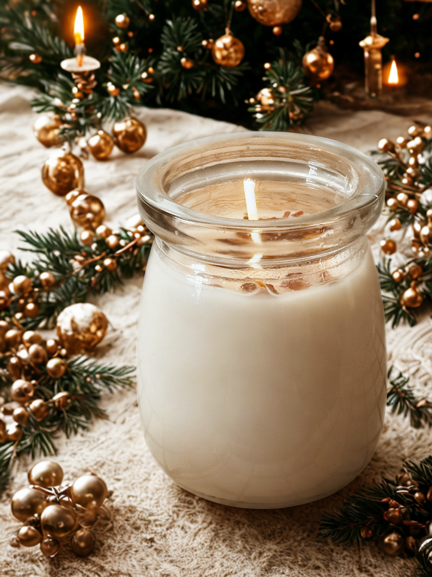 Holiday Spa Gift Set | Festive Glow Wellness Box with Sandalwood Cinnamon Candle | Christmas Self-Care Gift |